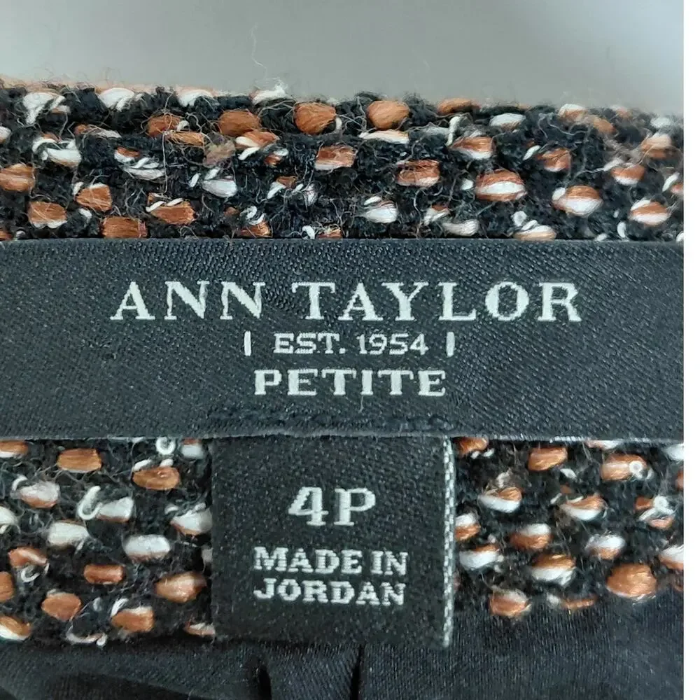 Ann Taylor Petite Brown Textured Tweed Pencil Skirt Women Size 4P